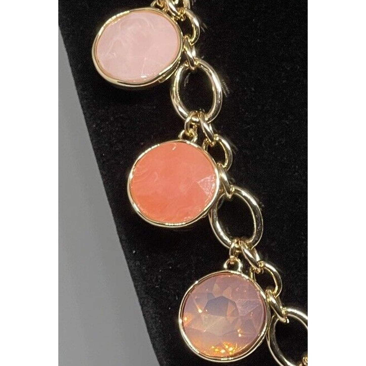 Gold Tone Necklace Crystal Stone Statement Chic Style Stunning Shiny Fashion NWT