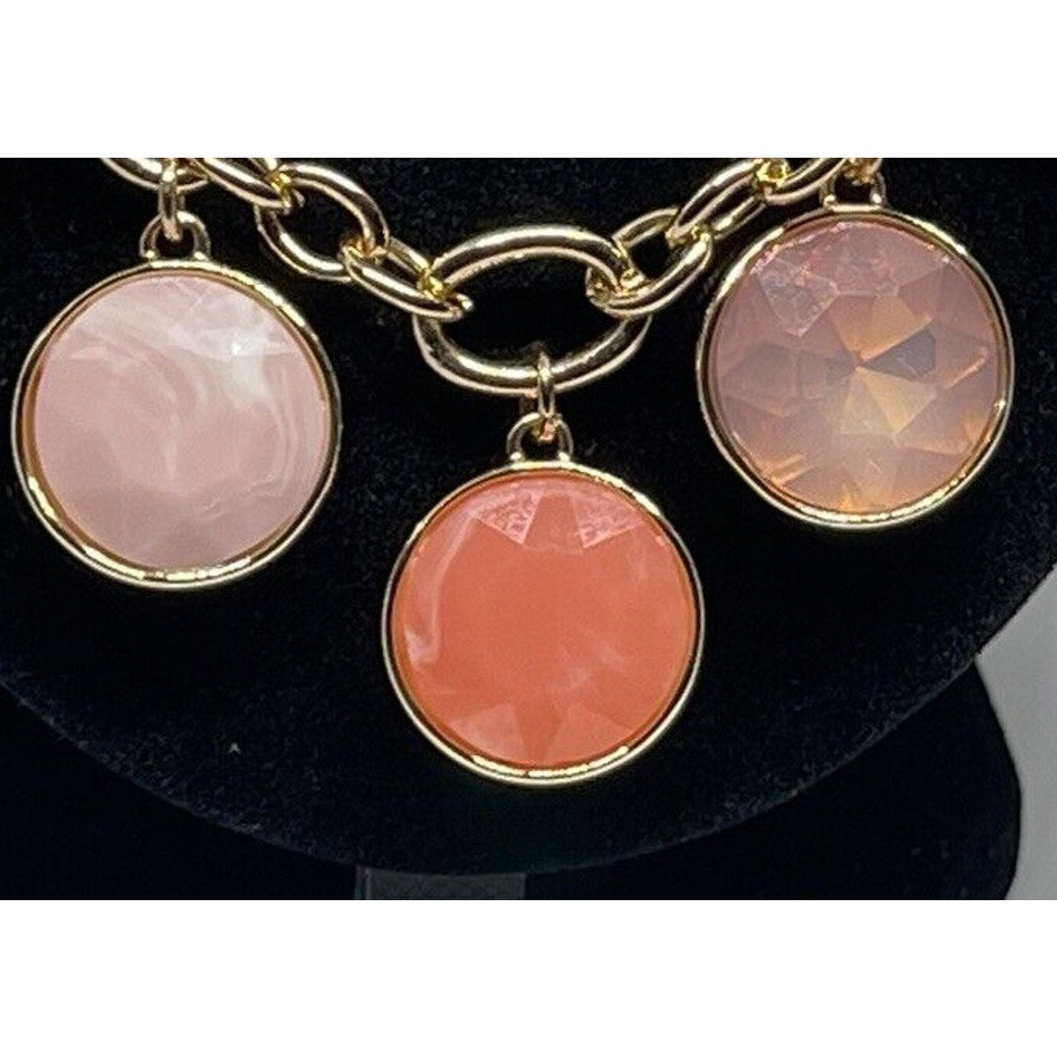 Gold Tone Necklace Crystal Stone Statement Chic Style Stunning Shiny Fashion NWT