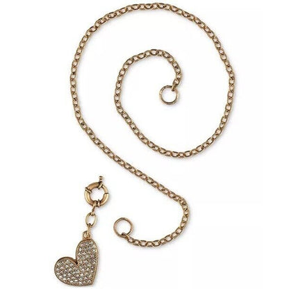 Patricia Nash Gold Tone Crystal Heart Pendant Necklace Stylish Fashion Chic Vday