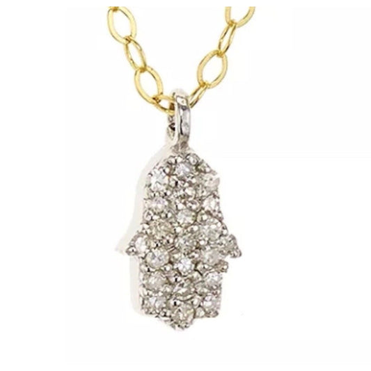 Natural Diamond Accent 14K Gold Vermeil Hasma Pendant Necklace Luxury Fashion