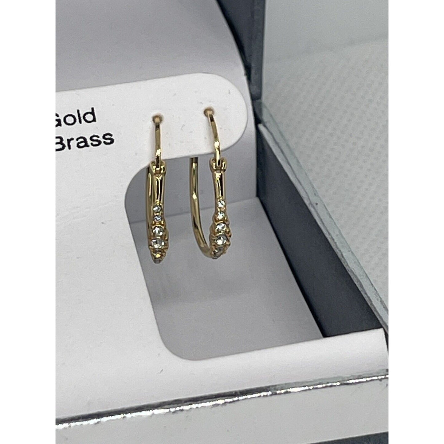 18K Gold Plate Crystal Hoop Earrings (2pc Set) Chic Fashion Trendy Stylish Vday