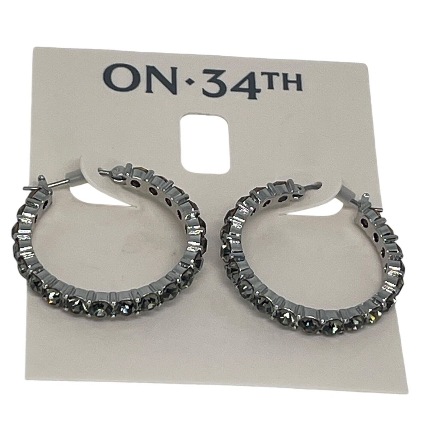 Silver Tone Crystal Hoop Earrings Elegant Chic Style Fashion Stunning Style NWT