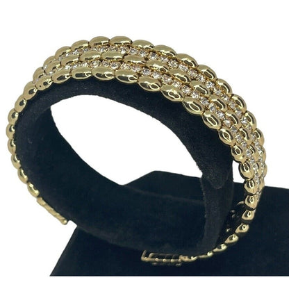 Anne Klein Gold Tone Crystal Cuff Bracelet Intricate Fashion Chic Stylish Shiny