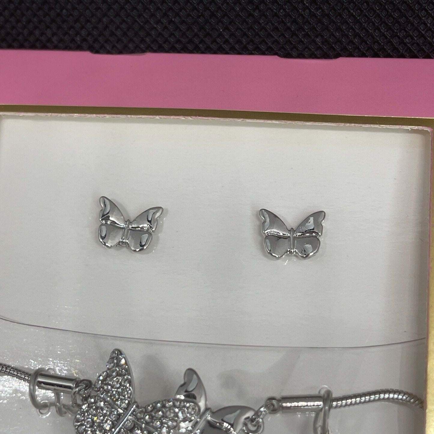 Guess Silver Tone Butterfly Bracelet Earrings (2pc Set) Fashion Chic Trendy Vday