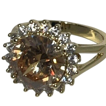 Gold Plated CZ Floral Ring Gold Plate (Sz 6) Stylish Fashion Trendy Elegant NWT