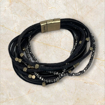 Lonna Lily Gold Tone Flex Bracelet Faux Leather Fashion Elegant Chic Stylish NEW