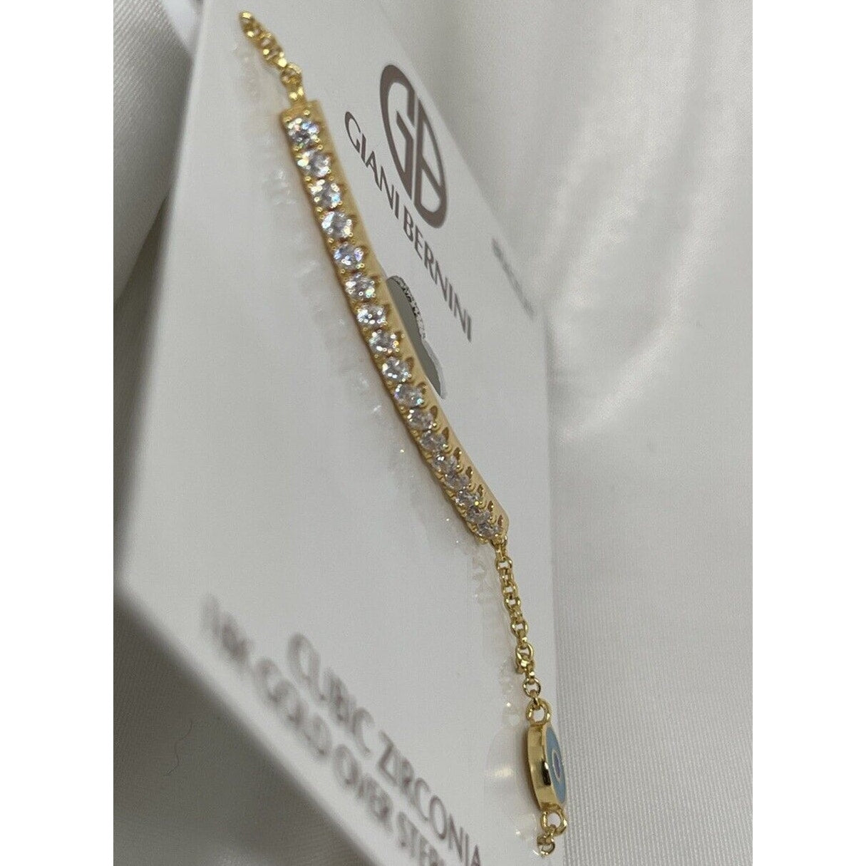 18K Gold Vermeil Evil Eye CZ Bracelet Stylish Trendy Fashion Intricate Shiny NWT