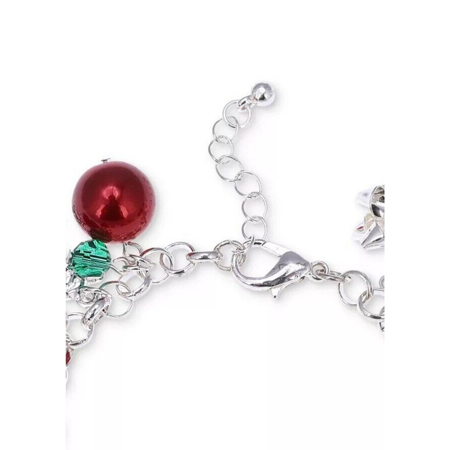 Silver Tone Crystal Xmas Bracelet Santa Ornament Christmas Tree Elegant Chic NWT