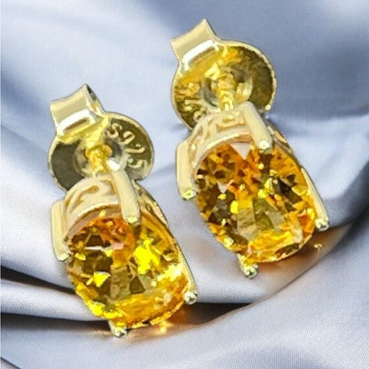 LUXY Gems Natural Citrine 18K Gold Vermeil Stud Earrings (1.4 ct.) Luxury Trendy