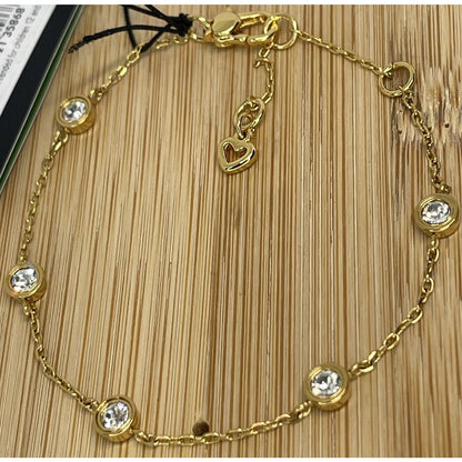 Kate Spade Gold Plated Crystal Station Bracelet CZ Chic Stunning Trendy Fashion