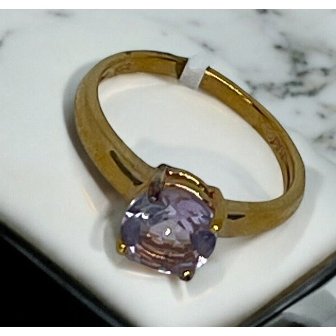 Victoria Townsend 18K Gold Vermeil Faux Amethyst Ring (Sz 6) Chic Trendy Stylish