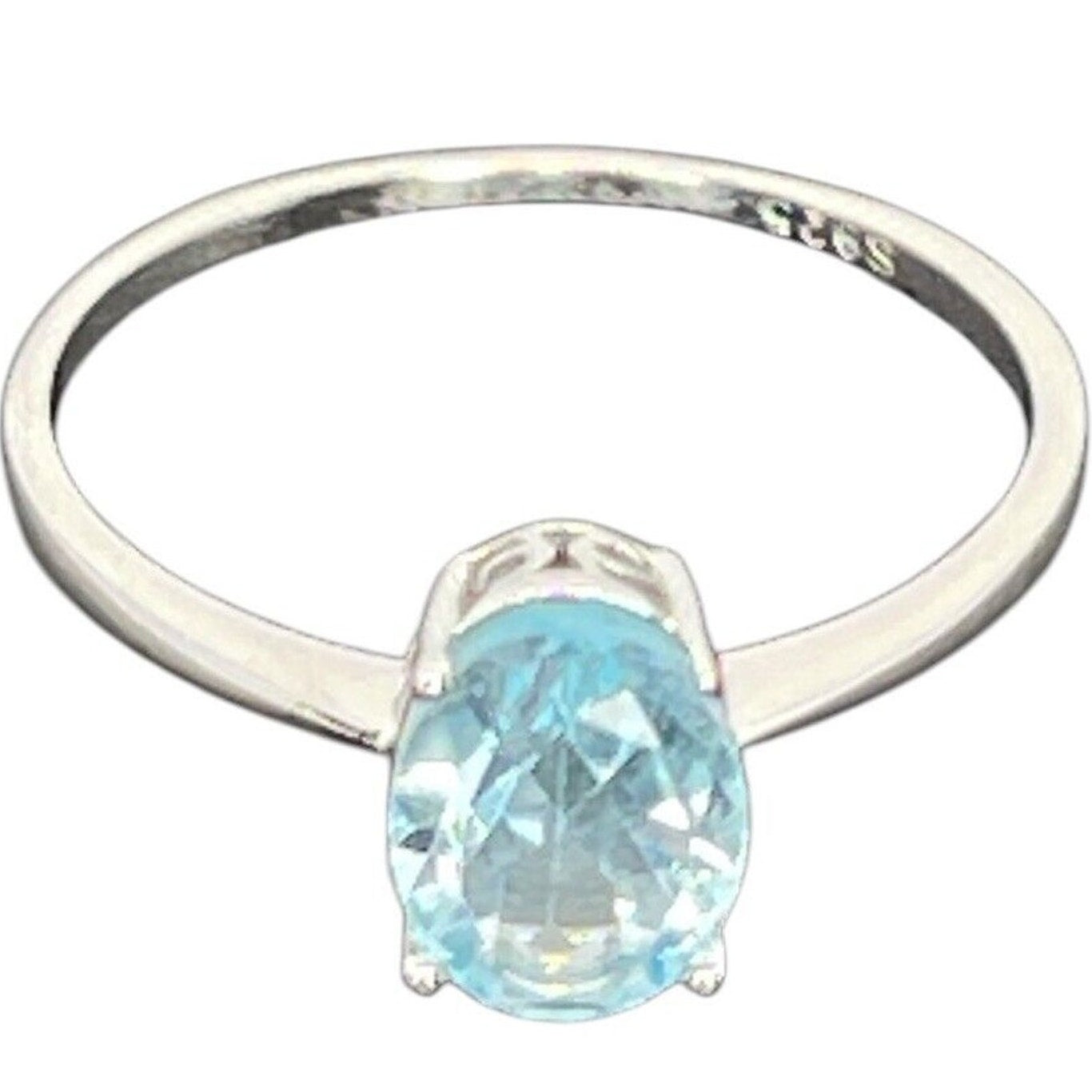 LUXY Gems Natural Blue Topaz Sterling Silver Ring (1.5 ct) Luxury Fashion (Sz 8)