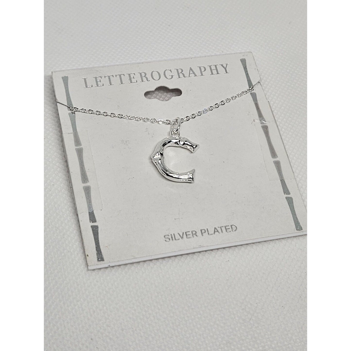 Silver Plated 'C' Initial Pendant Necklace Chic Stylish Fashion Shiny Trendy NWT