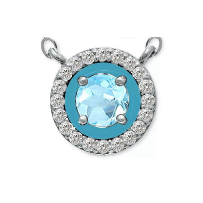 Natural Blue Topaz Sterling Silver Necklace (3/4 ct) Luxury Fashion Stunning NWT