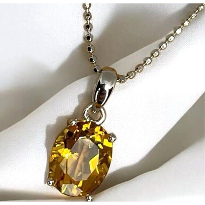 LUXY Gems Natural Citrine Sterling Silver Beaded Necklace (1.7 cts) Luxury Style