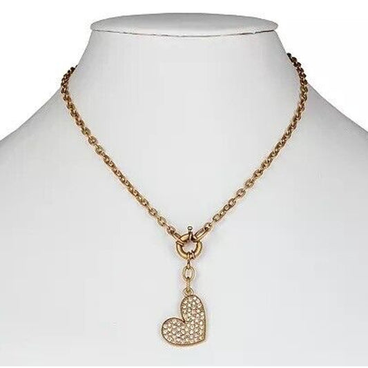 Patricia Nash Gold Tone Crystal Heart Pendant Necklace Stylish Fashion Chic NWT