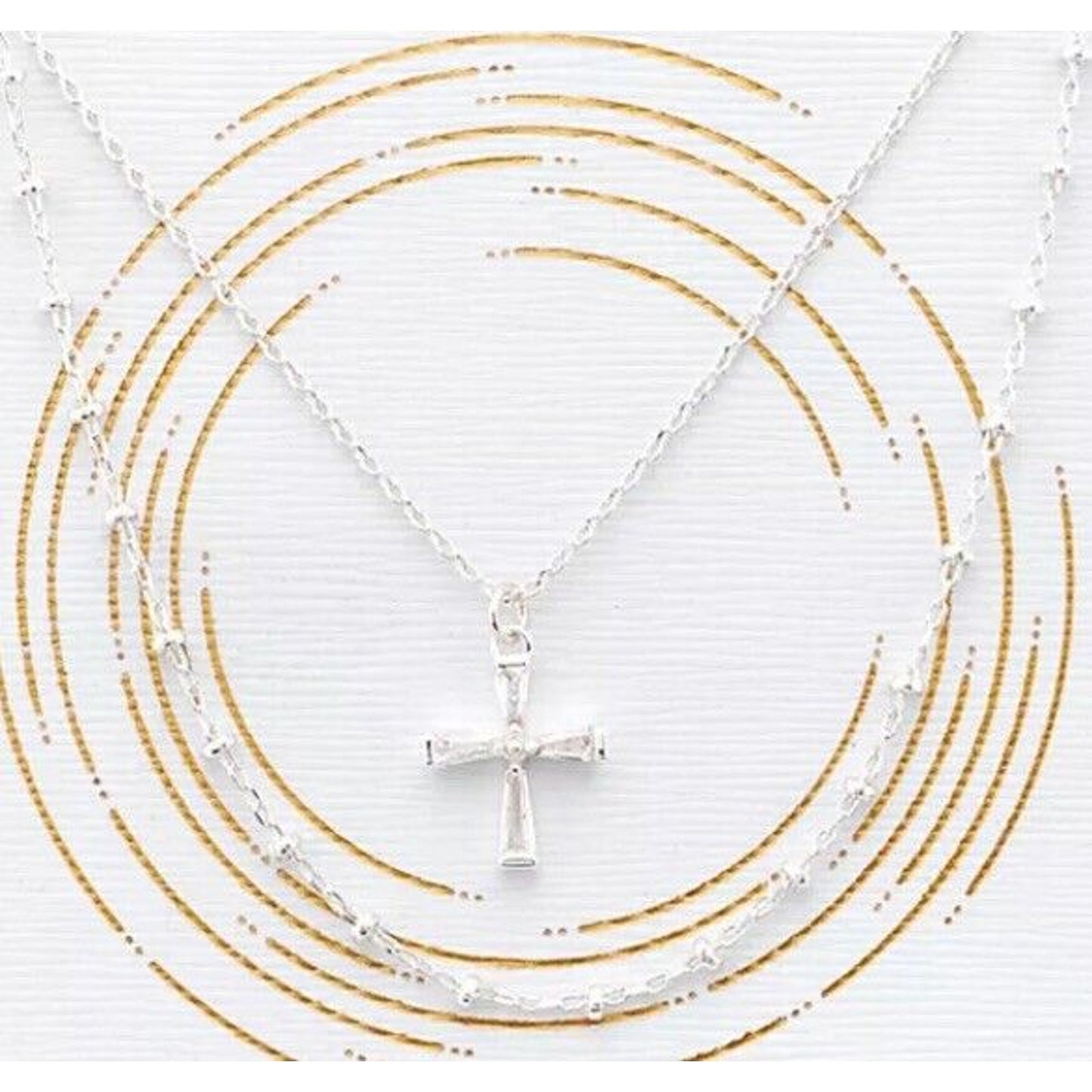 Unwritten Silver Plated CZ Cross Pendant Necklace Faith Style Minimal Shiny NWT