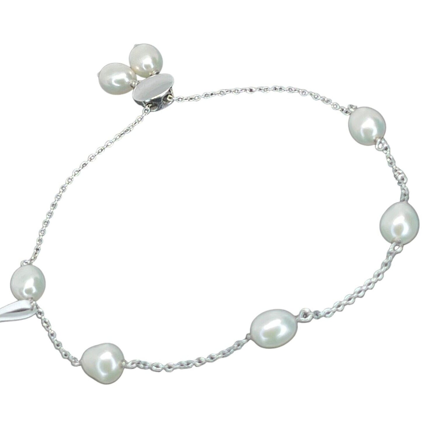 Pearl (6mm) Sterling Silver Bolo Bracelet Luxury Trendy Stunning Fashion Vday