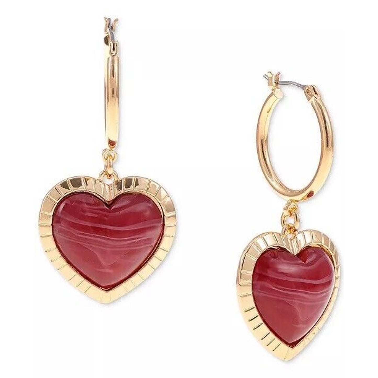 Gold Tone Double Heart Earrings Chic Fashion Stylish Trendy Stunning Shiny Vday