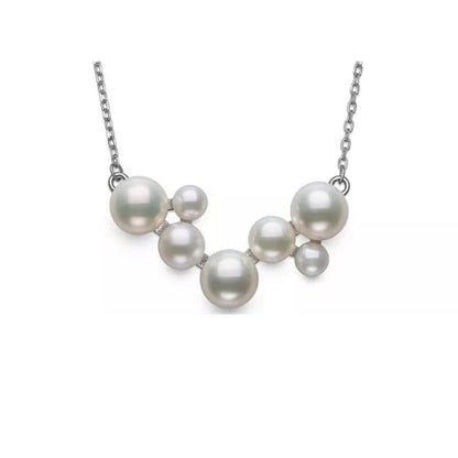 Pearl Cluster (4-8mm) Sterling Silver Necklace Luxury Fashion Chic Trendy Style