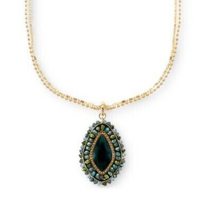 Gold Tone Necklace Beaded Crystal Chain 36" Statement Elegant Stunning Chic NWT