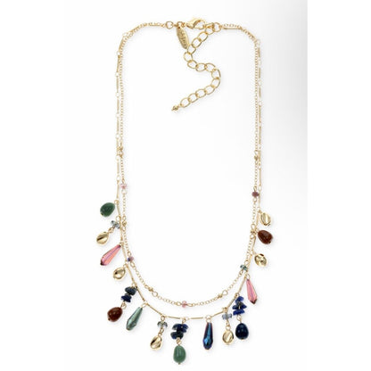 Gold Tone Crystal Bead Necklace Layered Chic Stylish Elegant Statement Intricate