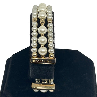 Anne Klein Gold Tone Faux Pearl Cuff Bracelet Chic Statement Trendy Fashion NWT