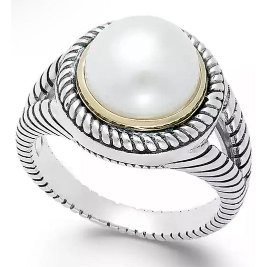 Peter Thomas Roth 14k Gold Freshwater Pearl Ring Sterling Silver Sz 7 Luxury NWT