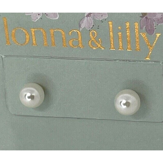 Lonna & Lilly Silver Tone Faux Pearl Earrings Fashion Trendy Style Elegant NWT