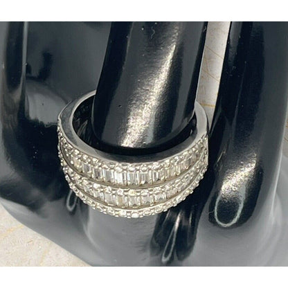 Sterling Silver Baguette CZ Ring (Sz 6) Stunning Trendy Fashion Elegant Chic NWT