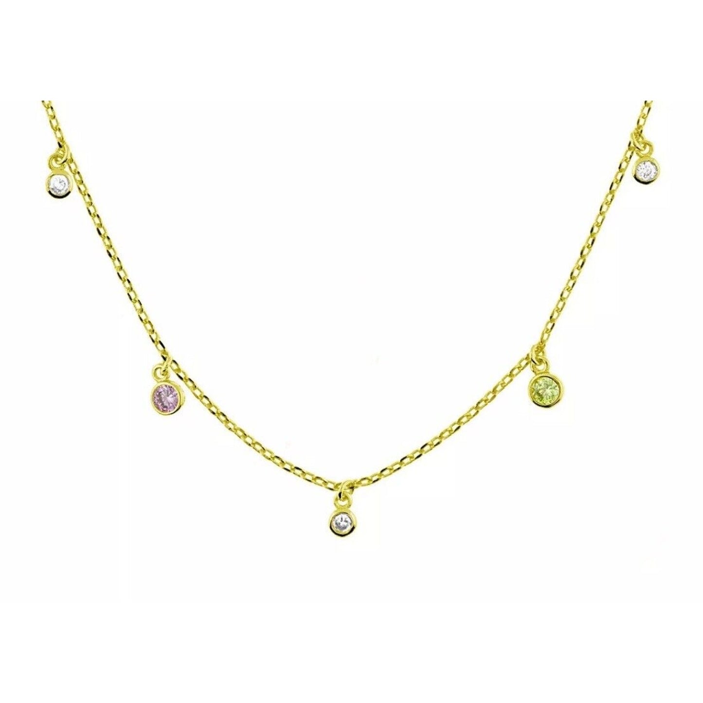 18K Gold Plated Crystal Necklace Chic Dainty Trendy Fashion Stylish Shiny NWT