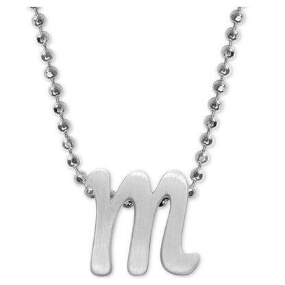 Alex Woo Sterling Silver ‘M’ Initial Pendant Necklace NY Designer Luxury Fashion