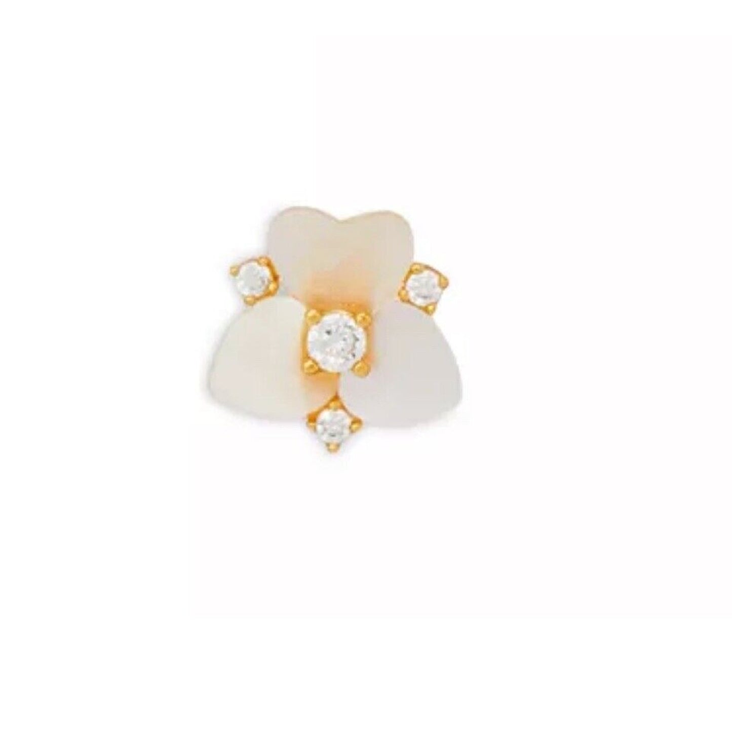 Kate Spade Mother Of Pearl CZ Pansy Earrings (2pc Set) Gold Tone Chic Trendy NWT