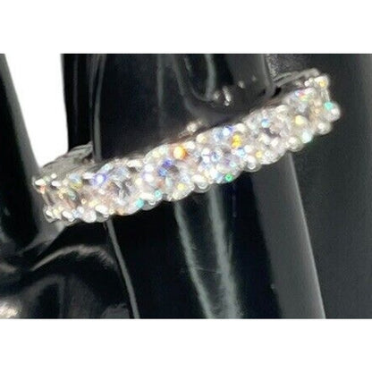 Silver Plated CZ Band Ring (Sz 7) Chic Stylish Trendy Fashion Elegant Stunning