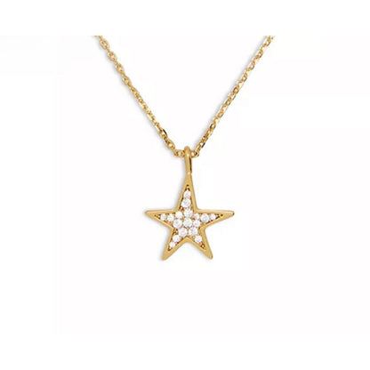 Kate Spade Gold Tone Crystal Star Pendant Necklace CZ Chic Fashion Trendy Style