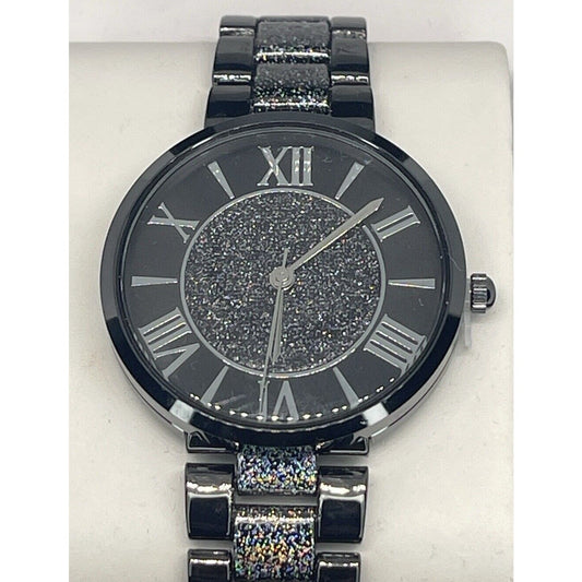 Black Tone Glitzy Bracelet Watch Women's Trendy Fashion Chic Stunning Style Vday