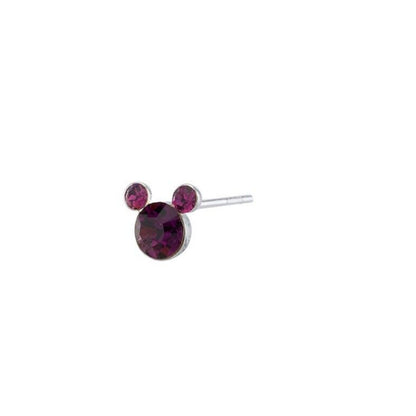 Disney Lab Amethyst Necklace Earrings (2pc Set) Mickey Ears Feb Birthstone Vday