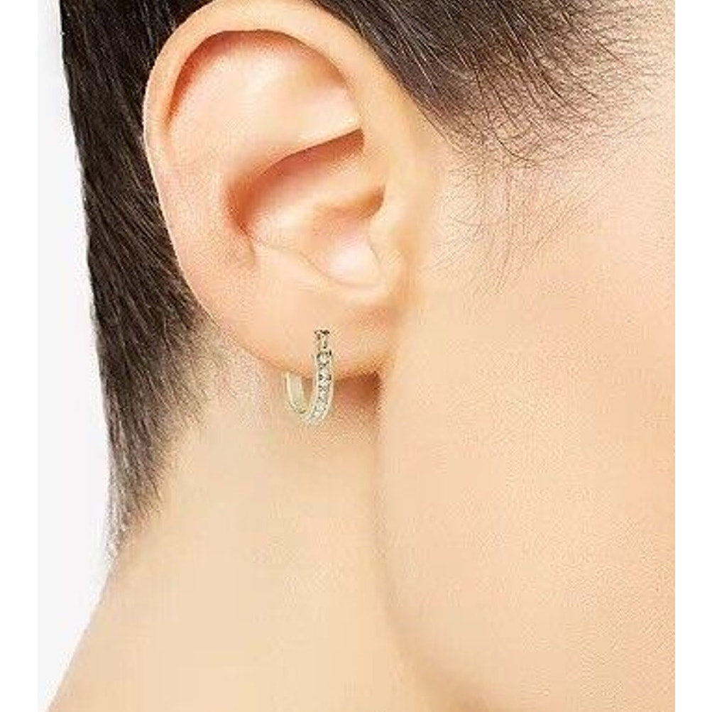 Gold Tone Mini Hoop Crystal Earrings Fashion Stylish Trendy Elegant Shiny NWT