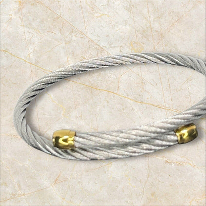 Charriol Two Tone Cable Bypass Bracelet Stainless Steel Luxury Designer Elegant