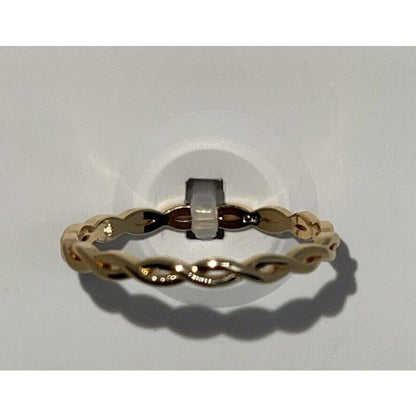 18K Gold Plated Twist Chain Link Ring (Sz 8) Style Fashion Trendy Chic Shiny NWT