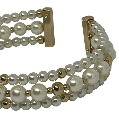 Anne Klein Gold Tone Faux Pearl Cuff Bracelet Chic Statement Trendy Fashion NWT