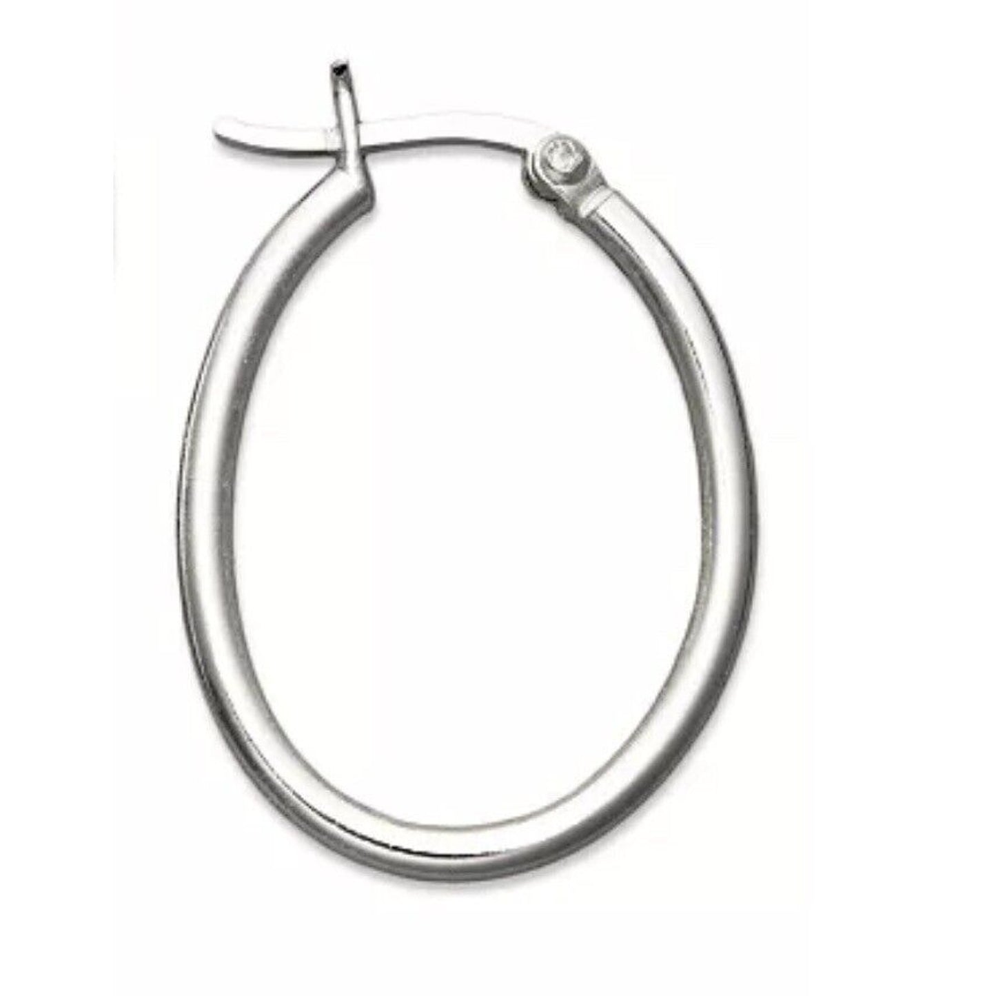 Sterling Silver Oval Hoop Earrings Chic Stylish Everyday Wear Minimal Trendy NWT