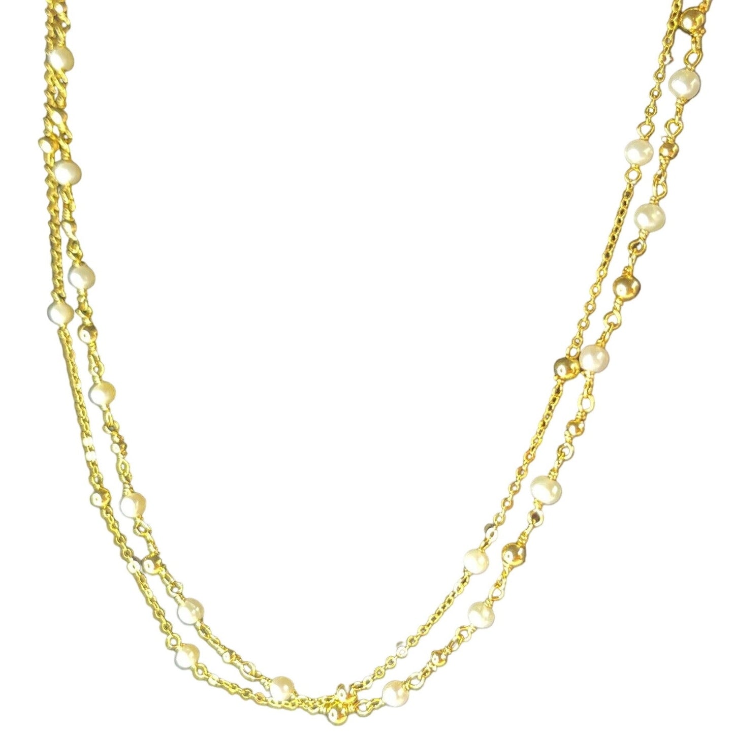 Pearl (3mm) 18K Gold Vermeil Necklace Layered Luxury Stylish Chic Trendy Fashion