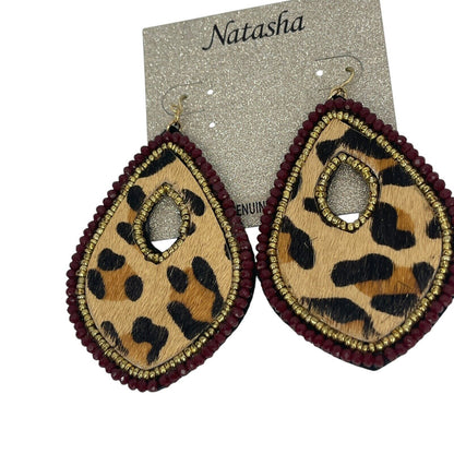 Natasha Gold Tone Animal Print Drop Earrings Chic Style Elegant Fashion Trendy