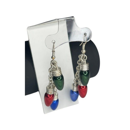 Silver Tone Xmas Ornament Drop Earrings Christmas Holiday Chic Elegant Fashion