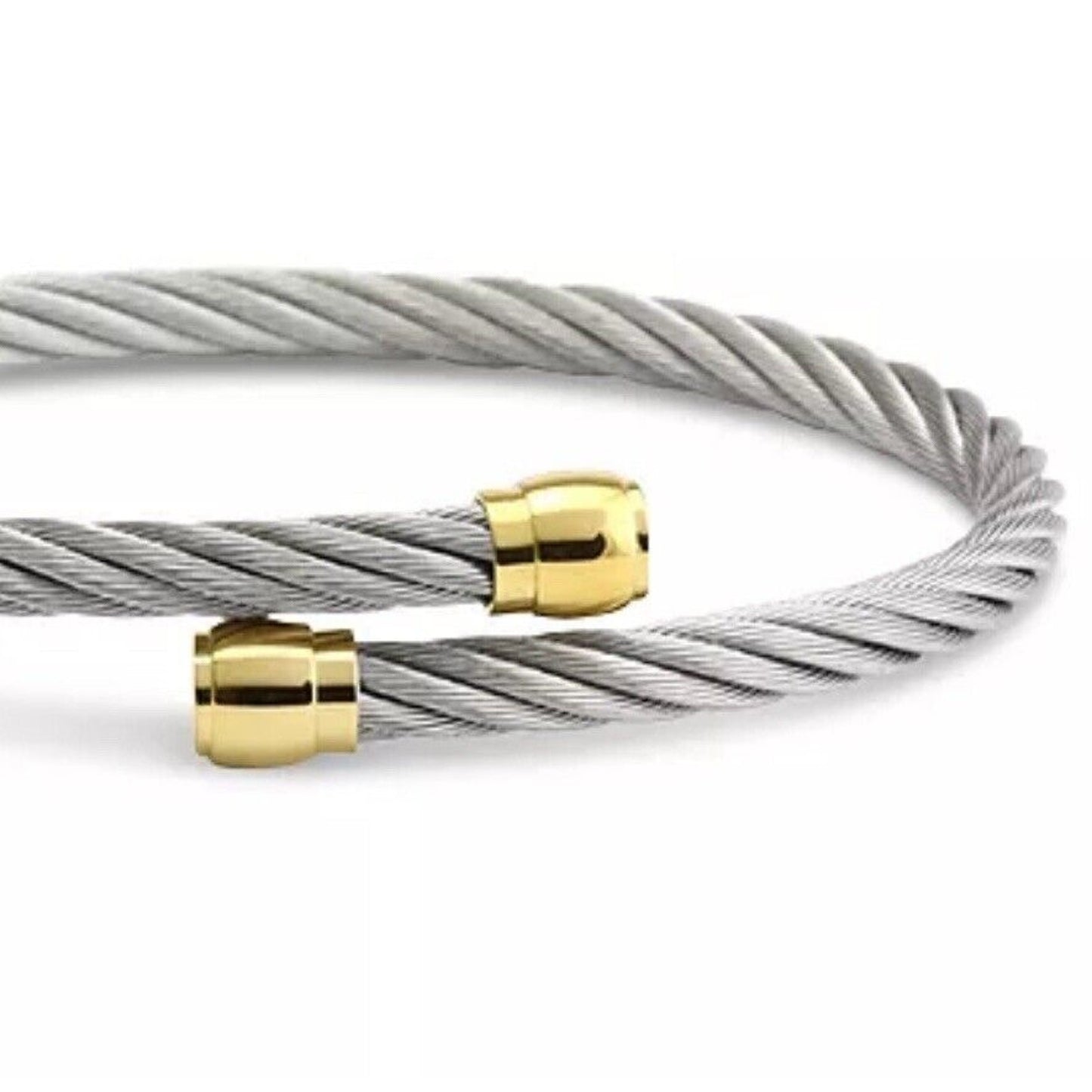 Charriol Two Tone Cable Bypass Bracelet Stainless Steel Luxury Designer Elegant