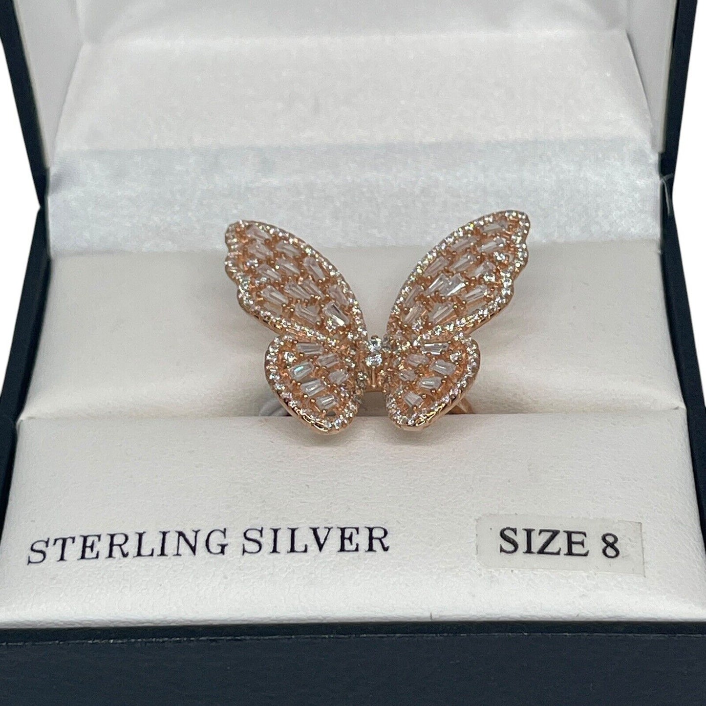 14K Vermeil CZ Butterfly Statement Ring (Sz 8) Stunning Chic Elegant Fashion NWT