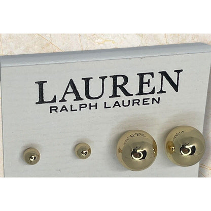 Ralph Lauren Gold Tone Ball Stud Earrings (2pc Set) Chic Elegant Trendy Fashion