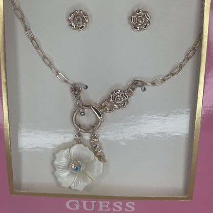 Guess Gold Tone Floral Necklace Earrings (2pc Set) Fashion Trendy Stylish Vday