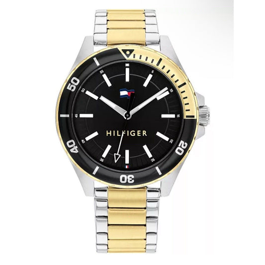 Tommy Hilfiger Two Tone Stainless Steel Bracelet Watch 43mm Sleek Men’s Fashion